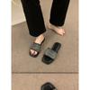 French Retro Flat-bottomed Woven One-word Slippers Women's Summer Outer Wear Holiday Wind Non-slip Simple Sandals Seaside Beach Shoes
