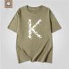 Artistic Letter K Printed White Short Sleeved Unisexs And Unisexs American Street Loose Pure Cotton Personalized Simple Tshirt