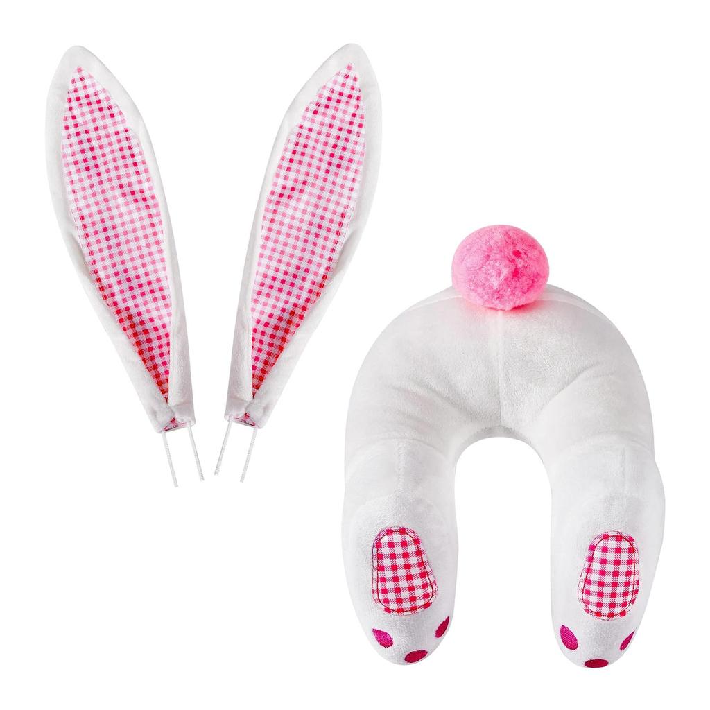 Easter Decor Bunny Wreath , DIY Bunny with Ears, Home Wall Hanging Cartoon Ornament Decor, Welcome Sign Wreath Attachment