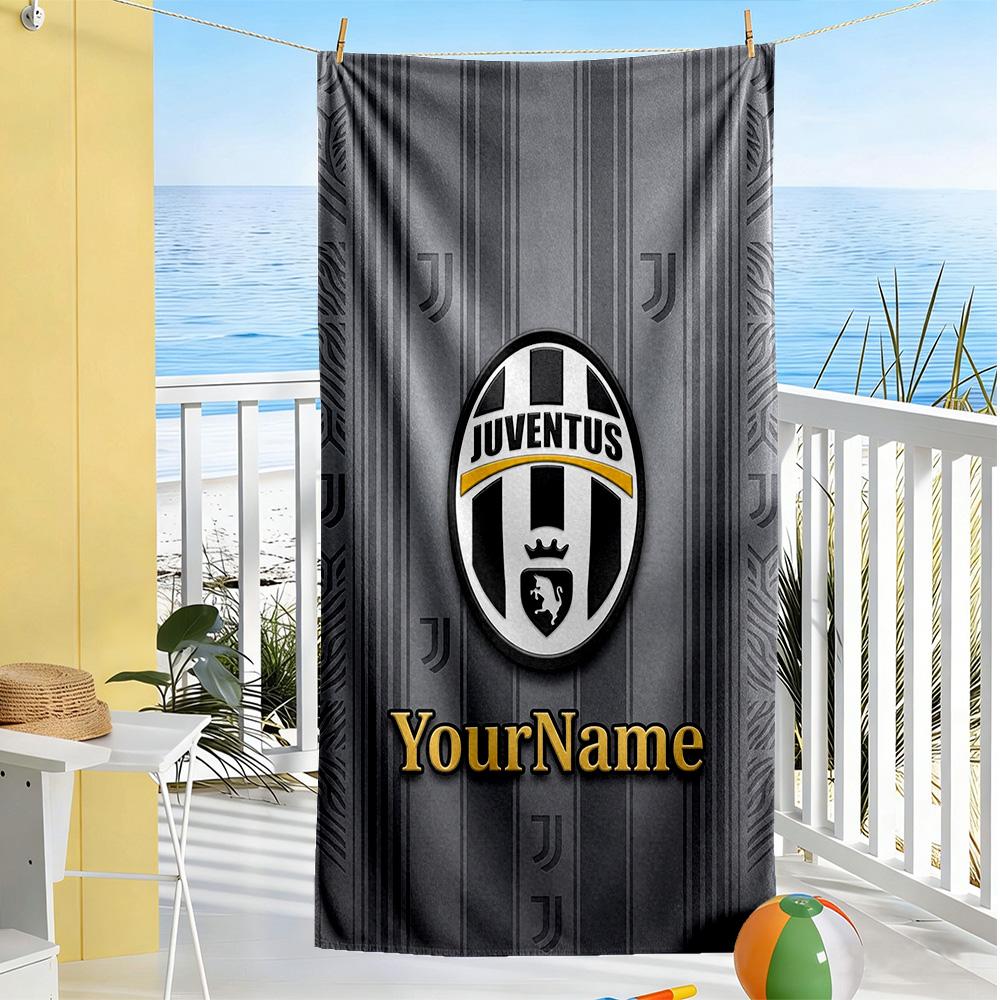 Juventus Customized Name Beach Towel Super Soft & Absorbent Perfect for Traveling Yoga Camping and Swimming