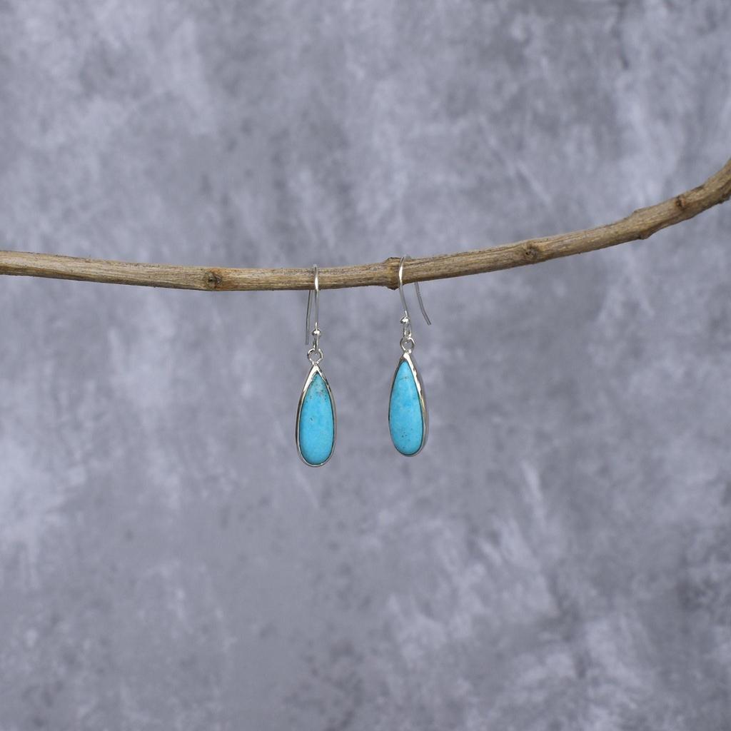 Genuine turquoise earrings long gemstone boho earrings for women Sterling silver handmade dangles Turquoise drop earrings Unique gifts