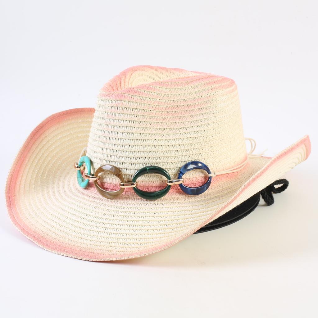 Popolare Cappello di Paglia Western Cowboy Europeo e Americano Moda Uomo e Donna Cappello di Paglia Ombreggiante Cappello da Cowboy Western da Esterno