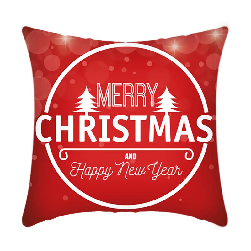 New Christmas Sofa Pillow Cover Home Red Simple Printed Bedside Pillow Cover