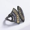 Retro Black Two-tone Ring, Fashionable Fan-shaped Ring, High-value Jewelry