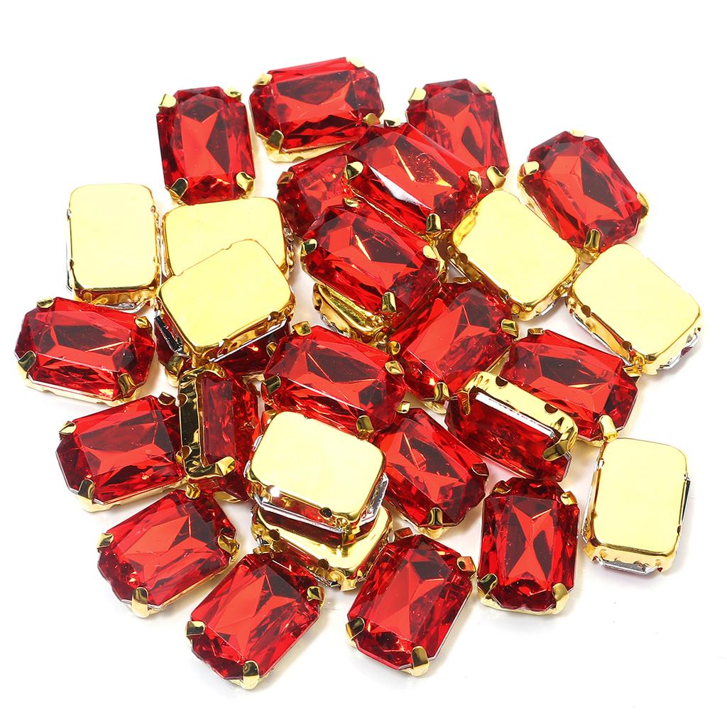 30pcs/lot Square Acrylic Rhinestone Beads Stainless Steel Gold Bottom Sew On Rhinestones For DIY Clothing Headwear Jewelry Decor