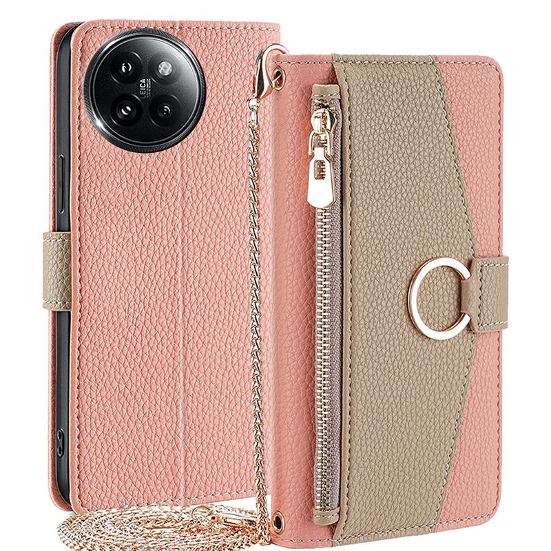 For Xiaomi Civi 4 Pro 5G/14 Civi 5G Leather Case Zipper Wallet Stand Phone Cover with Mirror Function