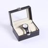 3 Grids PU Leather Watch Box Transparent Glass Window Watch Storage Display Case