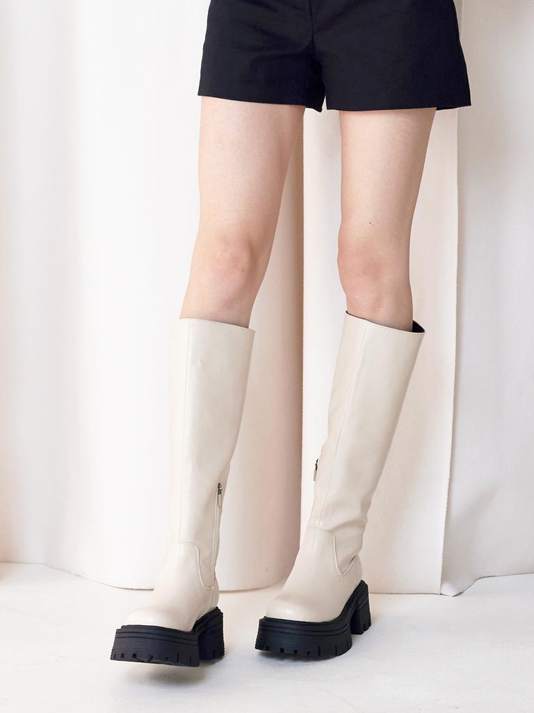 Cesti Fashion Slim High-Top Long Boots (Ivory)