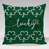 St. Patrick'S Day Four-Leaf Clover Throw Pillow Cover With Short Plush Print For Living Room Sofa Decoration Cushion Cover