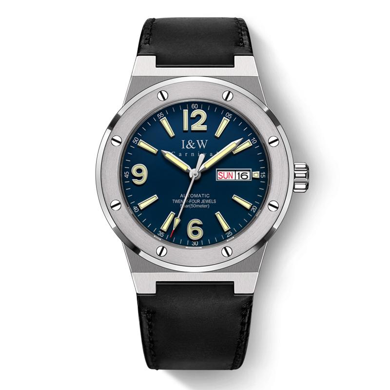 IW Silver Blue Men`s Watches 5Bar