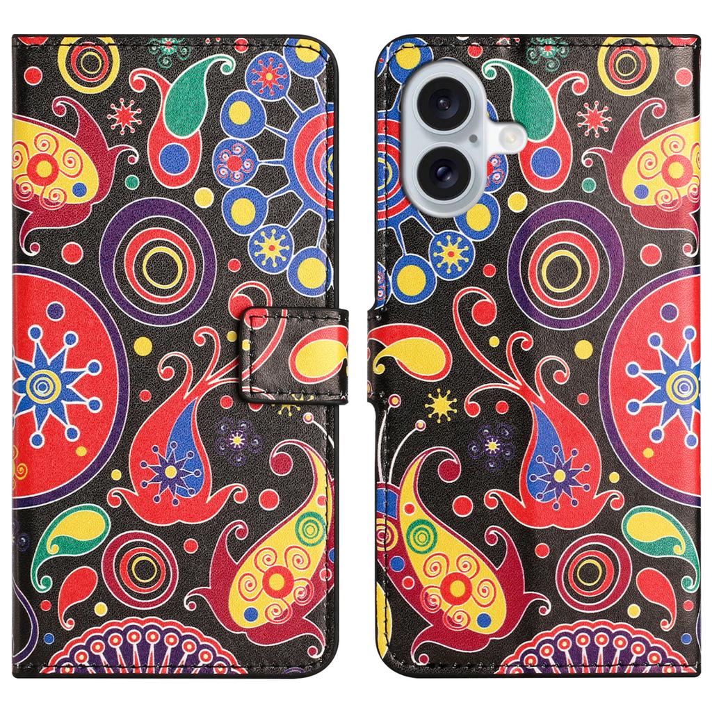 For iPhone 16 Plus Wallet Case Pattern Print PU Leather Flip Phone Cover