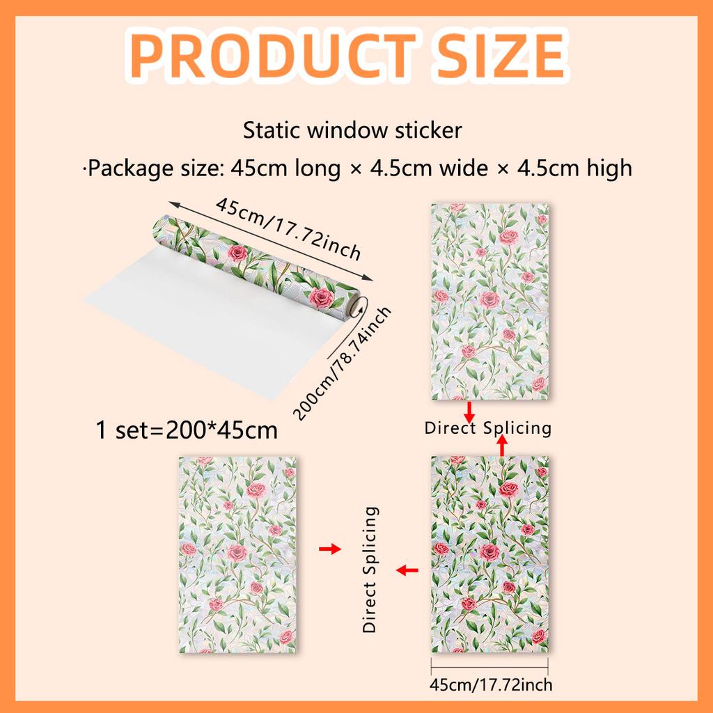 Xc9250 Green Plant Rose Vine Colorful Sunlight Electrostatic Sticker Double-Sided Visual Window Glass Decorative Sticker