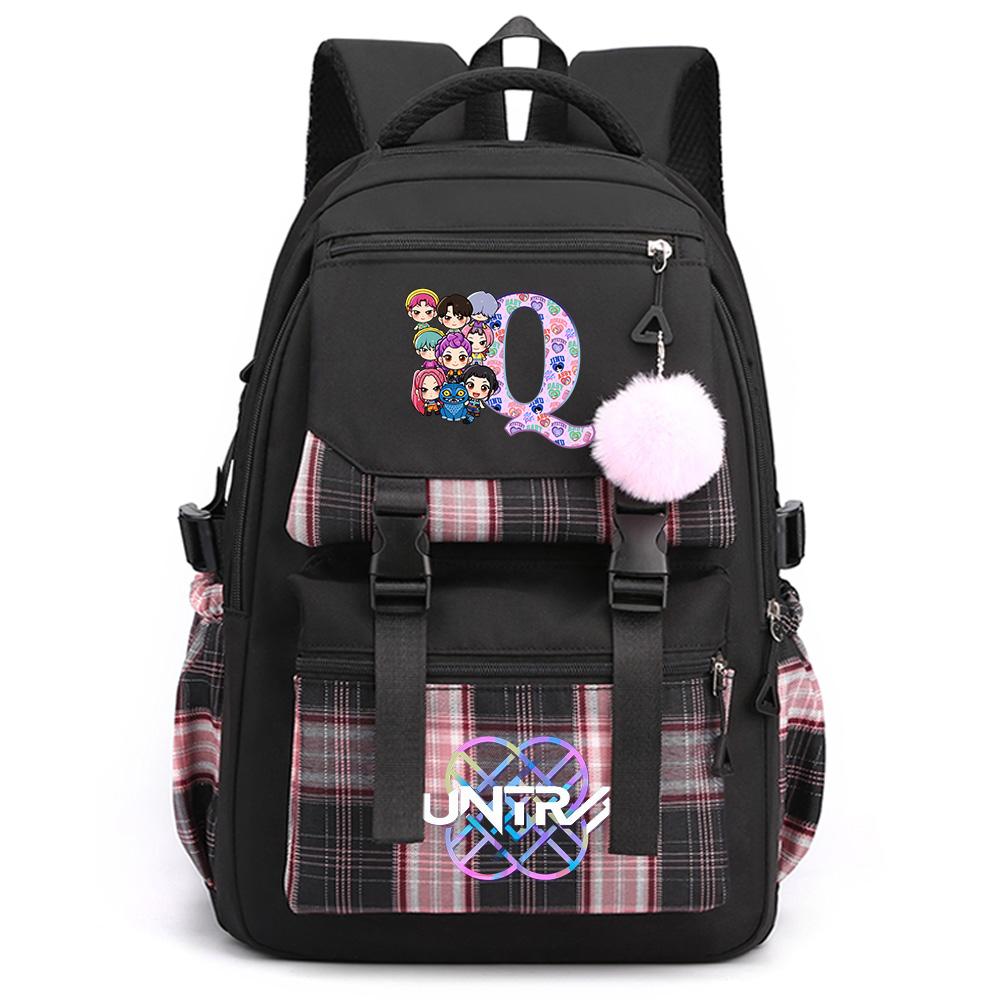 Rucsac de Mare Capacitate cu Litera Engleză 26 și Imprimeu K-Pop pentru Adolescentă, Studentă, Fată, Băiat, Ghiozdan, Rucsac pentru Cărți, Cadou pentru Copii, Femei, Geantă de Călătorie Impermeabilă, Mochila