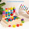 Montessori Bead Sequencing Set, Wooden Bead Toys for Toddlers, Color Matching Shape Stacker, Educational Toys for Preschool Learning Ages 2-5