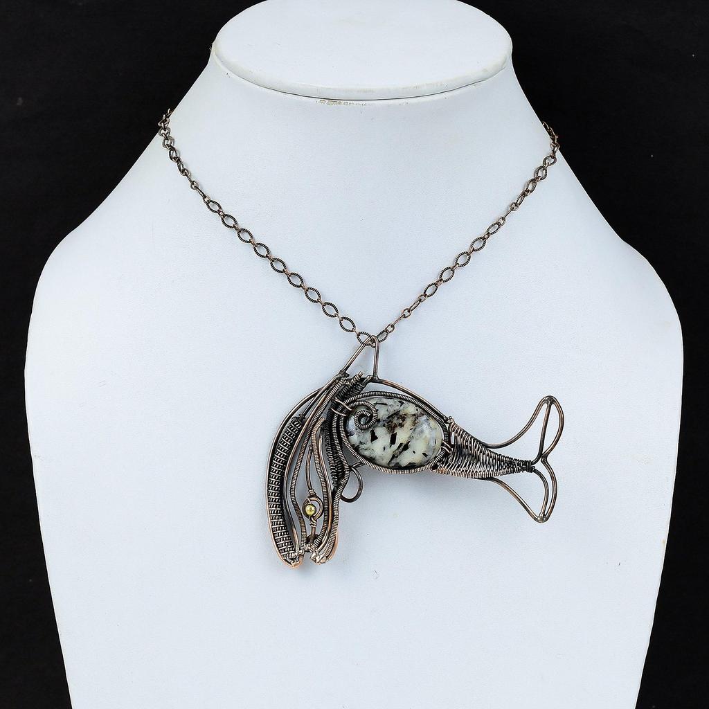 Astrophyllit Anhänger Kupferdraht umwickelter Anhänger Fisch Anhänger Astrophyllit Edelstein Schmuck Handgefertigter Anhänger Kupferschmuck Geschenk für Frauen