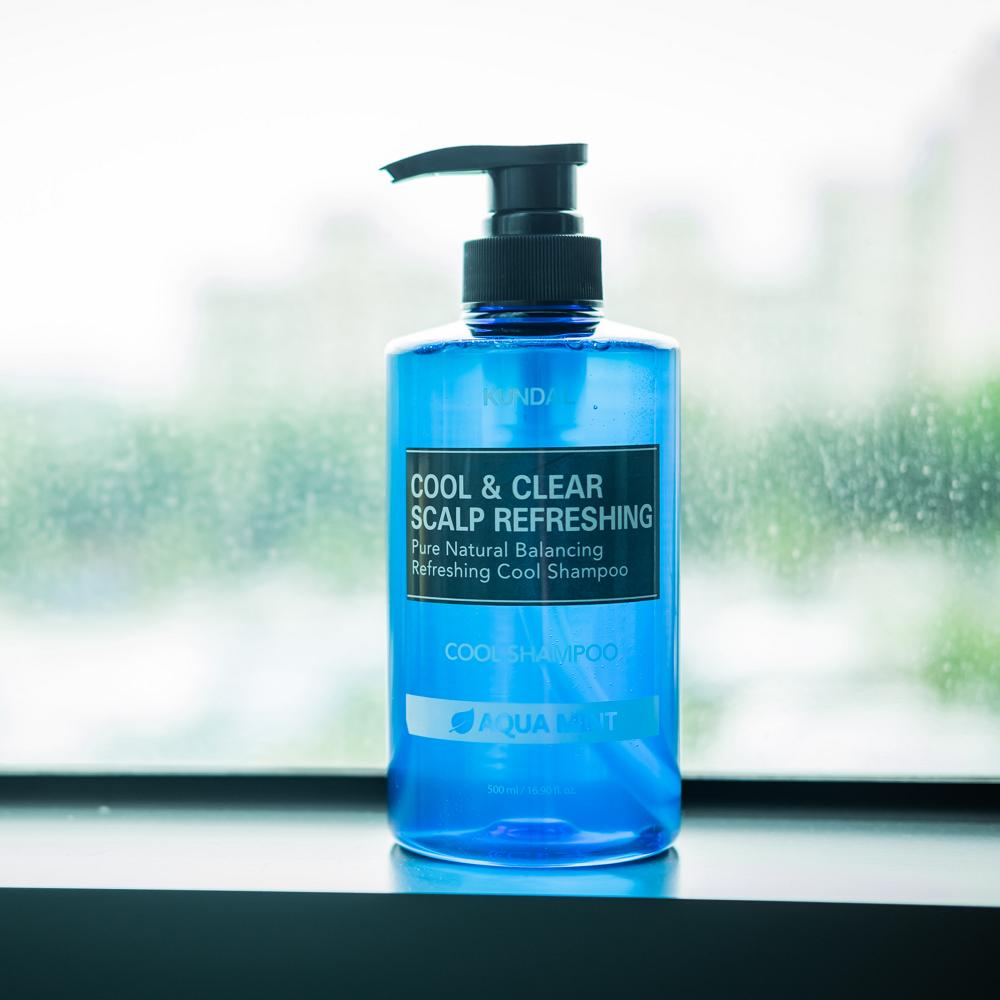 KUNDAL Zestaw 2 szamponów odświeżających skórę głowy Aqua Mint 1058ml, koreańskie kosmetyki o przyjemnym zapachu