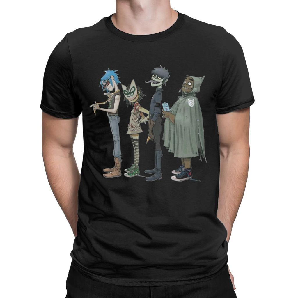 Pánské ležérní bavlněné tričko Gorillaz s kulatým výstřihem a krátkým rukávem, tričko ve velkých velikostech