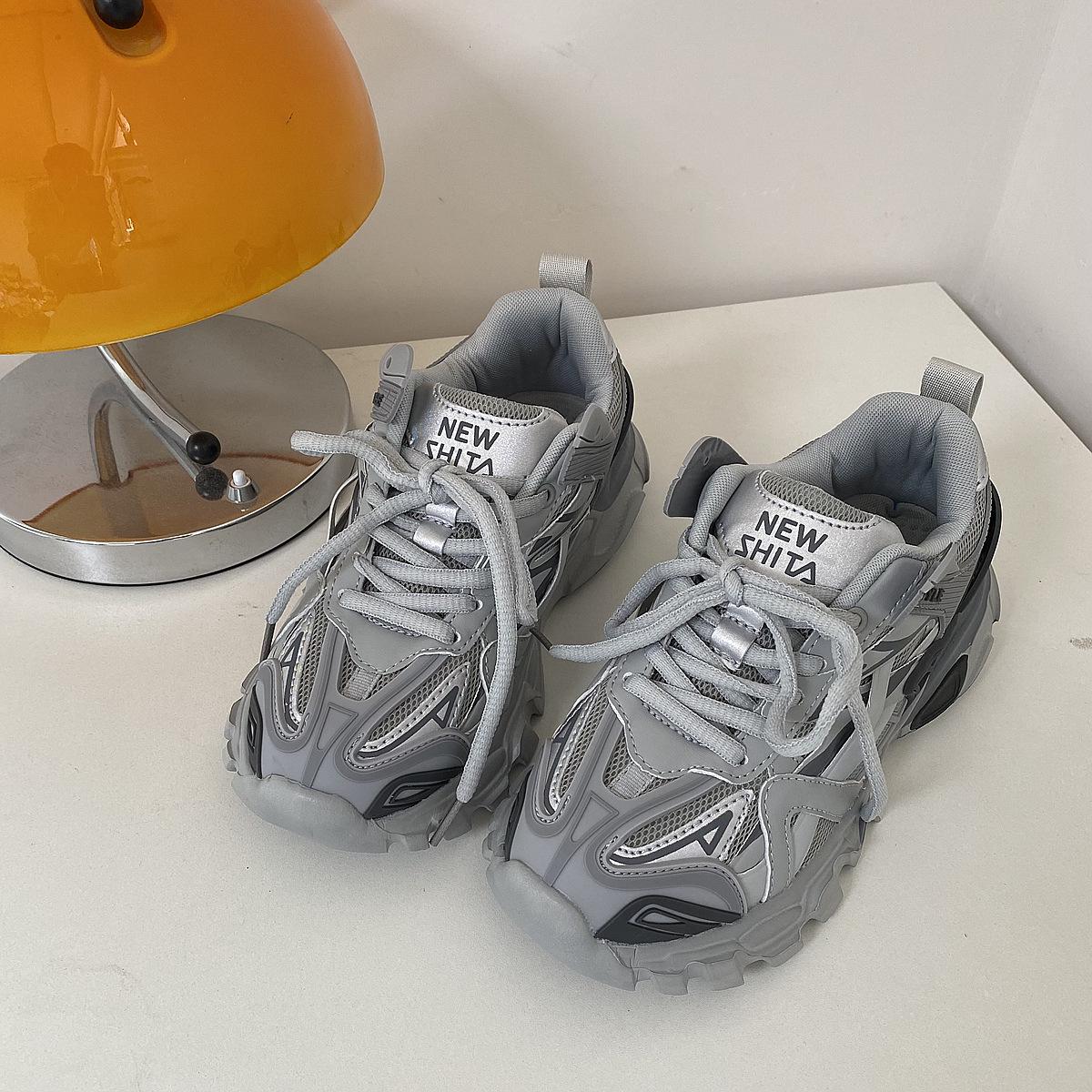 

Spring 2025 Retro Hong Kong-Style Dad Sneakers: Versatile Men s & Women s Trendy Sports Casual Shoes Size 38 сірий колір