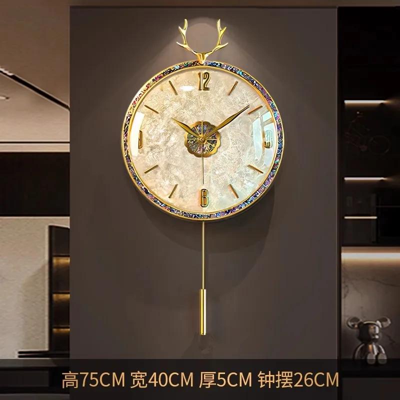 

Living Room Silent Clock Nordic Premium Pendulum Design Aesthetic Wall Clock Art House Luxury Reloj Pared Wall Decoration