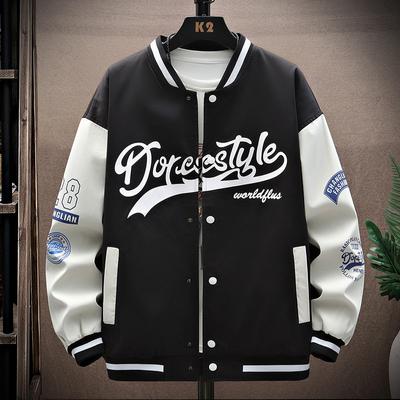 Şık Beyzbol Üniforma Ceket Hip Hop Vintage Erkek İşlemeli Gevşek Rahat Ceket