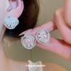 French Hollow Flower Pearl Stud Earrings Women's Cool Feeling Gentle Versatile Earrings Daily Commute Simple Earrings