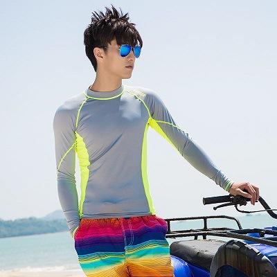 Wetsuit Men s Surf Suit Snorkeling Suit Surf Suit Outdoor Split Long Sleeve Sunscreen Men s Jellyfish Suit Swimsuit M серебряный