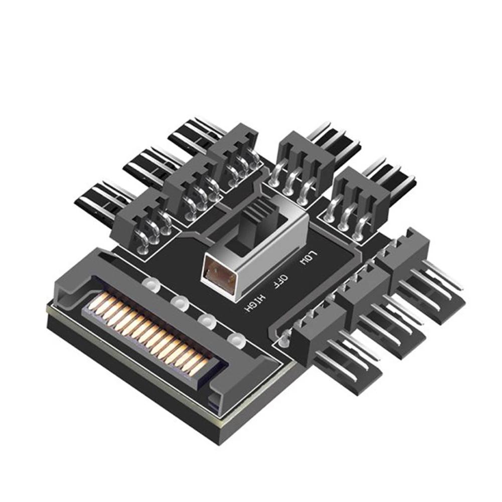 4 Pin PWM Fan HUB Splitter Chassis Cooler Fan PC Strip Control Adapter Socket Temperature Controller Board