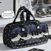 Breathable Plaid Polka Dot Lace Pencil Case Large Capacity Multi Compartment Clear Itabag for Student School Supplies