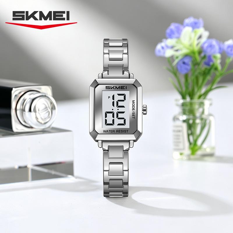 SKMEI 2581 Retro Square Elegant Lady's Digital Watch Small Dial Multifunction Chic Trendy Electronic Clock Gift