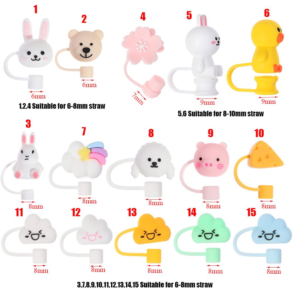 1pcs Reusable Straw Tips Airtight Cartoon Plugs Cover Silicone Straw Plug Cup Accessories Drinking Dust Cap