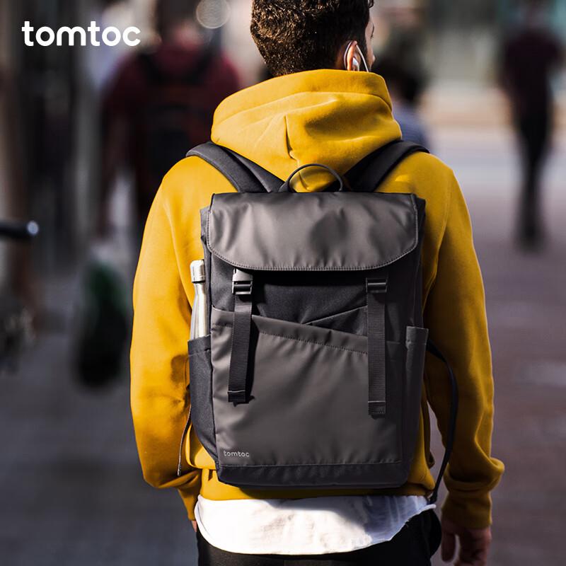 Tomtoc Laptop Backpack for Men, Large Capacity Flip-Top Notebook Bag, Lightweight Student Bookbag for Travel And Leisure, 16-Inch