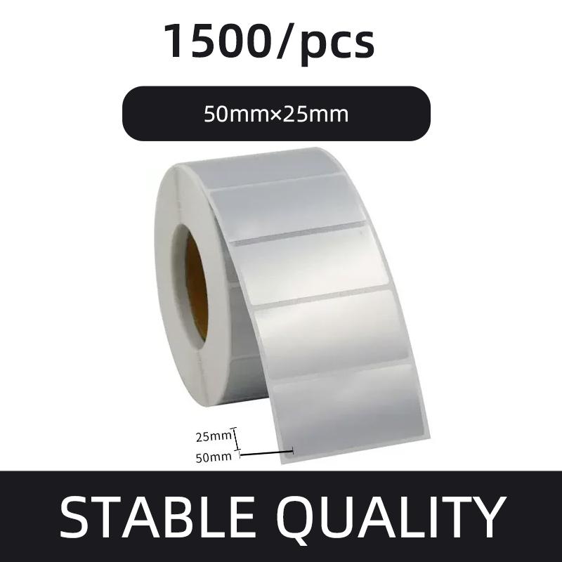 Etiqueta de código de barras PET prata fosca 20 30 40 50 60 70 80 90 100 Fita de transferência térmica Impressora de adesivos