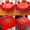 Disposable Red PEVA Round Tablecloth with Blessing Characters