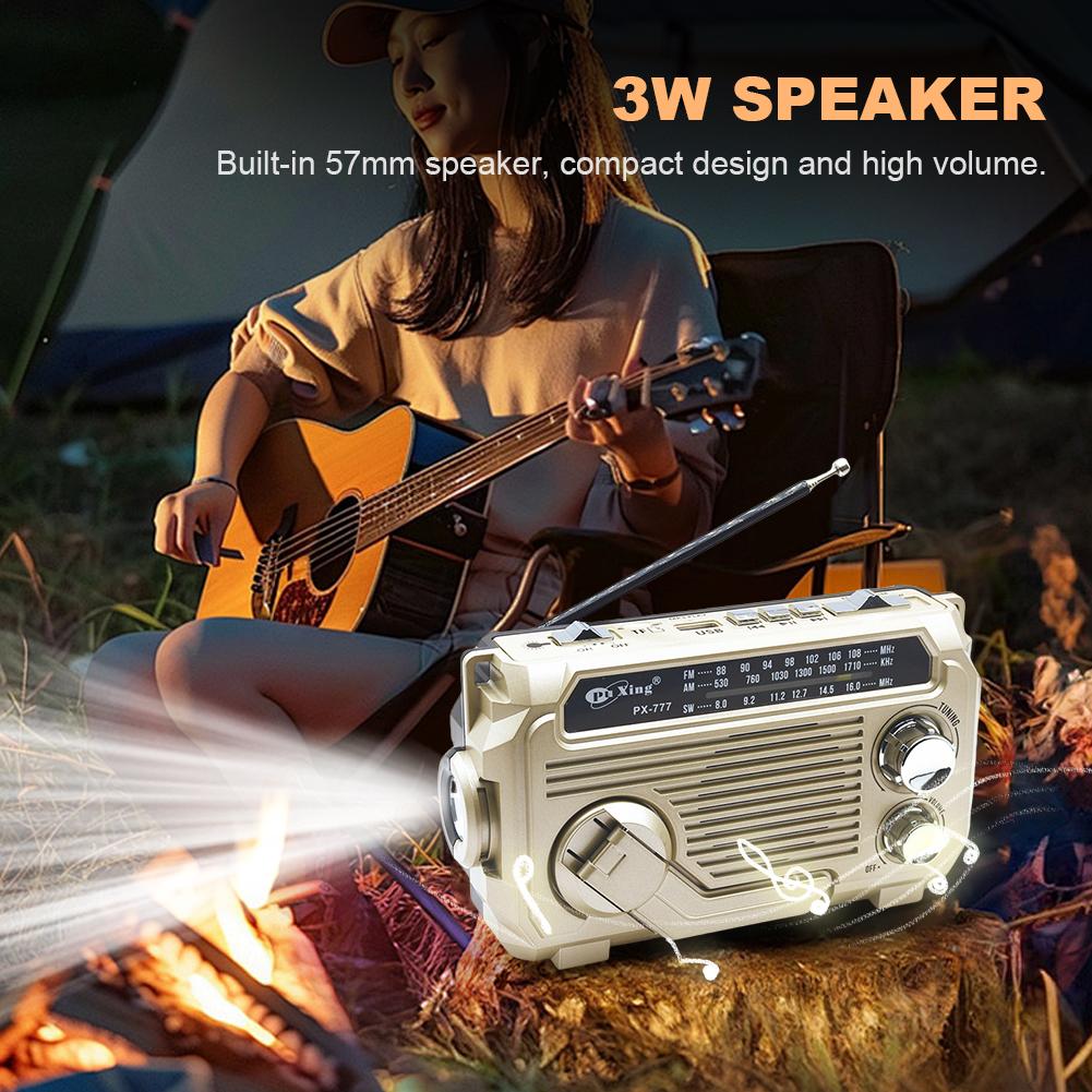Hand Crank Emergency Radio AM/FM/SW Radio with Flashlight BT Speaker Portable Weather Radio for Outdoor Camping and Emergency