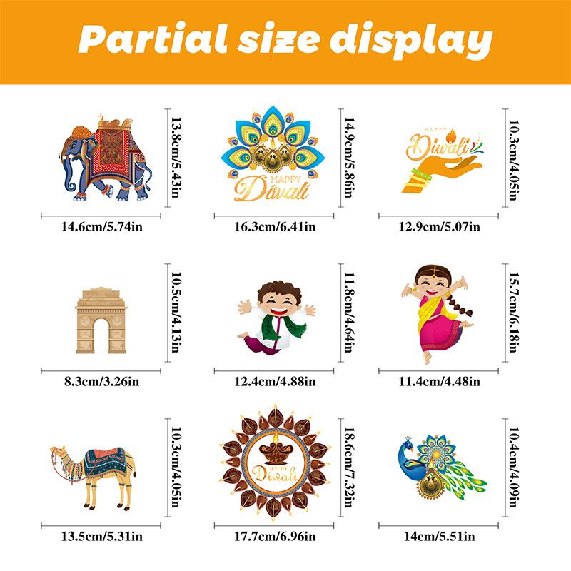 Diwali Showcase Window Stickers for Festival Party Background Decoration Layout Glass Electrostatic Stickers