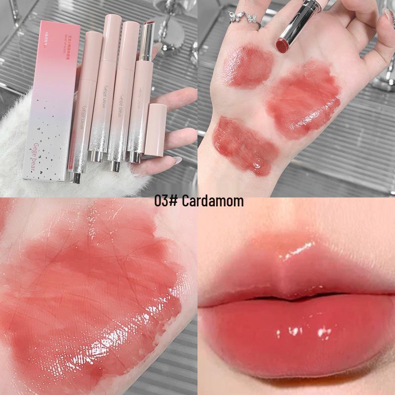 Gege Bear Solid Lip Gloss: Moisturizing, Delicate Color, Water-Light, Pseudo-Nude Mirror Finish.