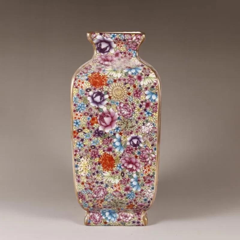 

Ваза полностью ручная работа, новая китайская эмалевая керамика, расписанная квадратная бутылка, имитация старинного домашнего настольного украшения 1 шт.