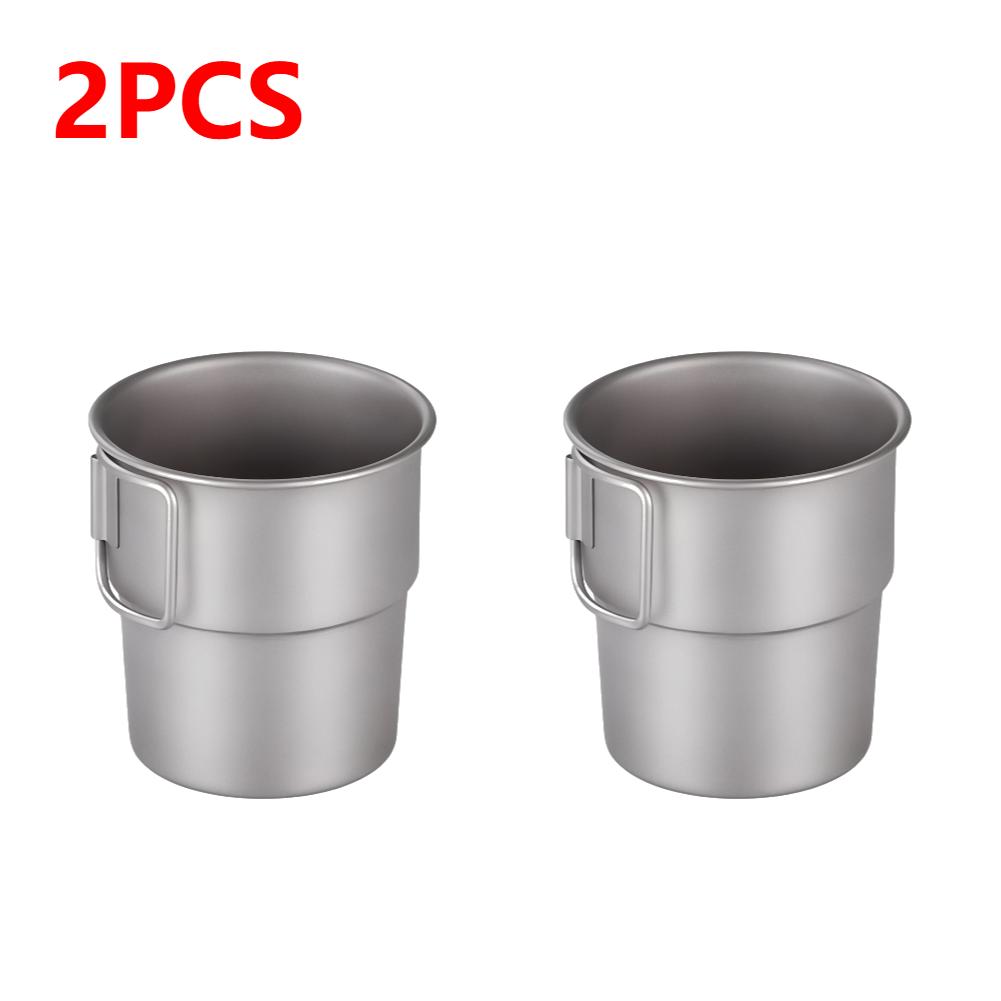 1-5pcs Titanium Coffee Cup Outdoor Camping Water Mug Ultralight Lightweight Portable with Folding Handle Tea Water Mug Tableware