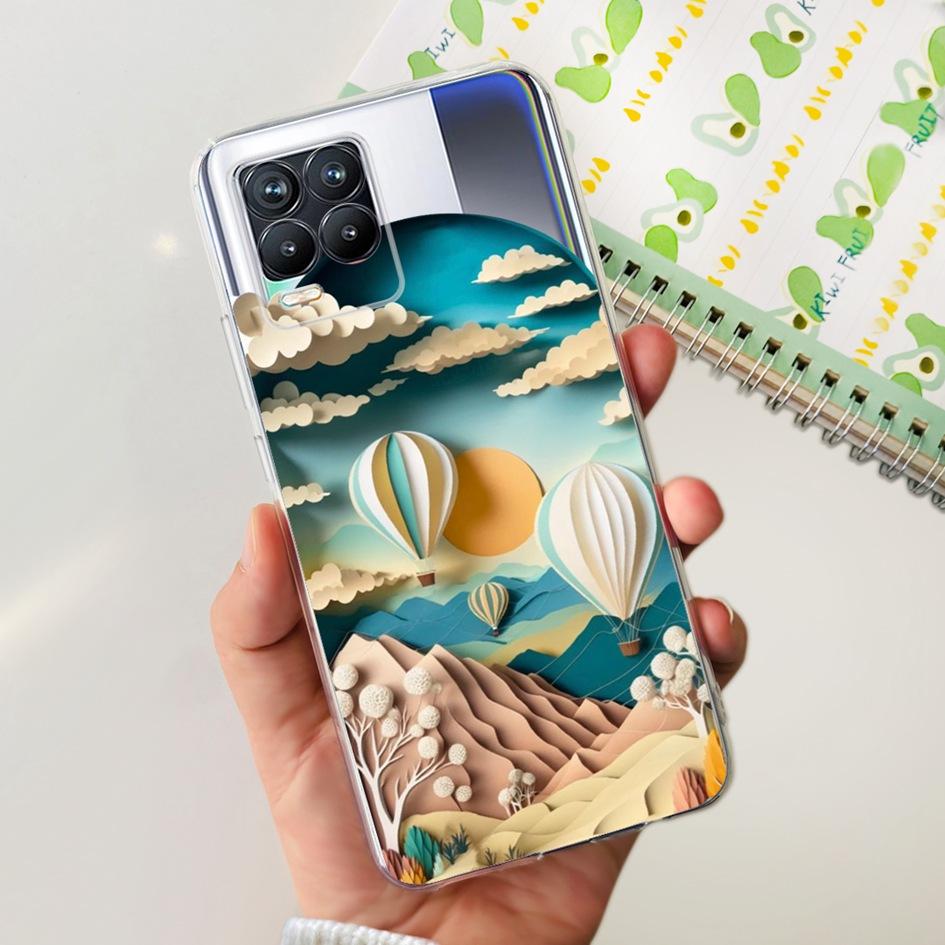 For Realme 8 Pro Case Fashion Flower Love Heart Soft Silicone Clear Cover For Realme 8 5G RMX3241 Funda on Realme8 RMX3085 Coque