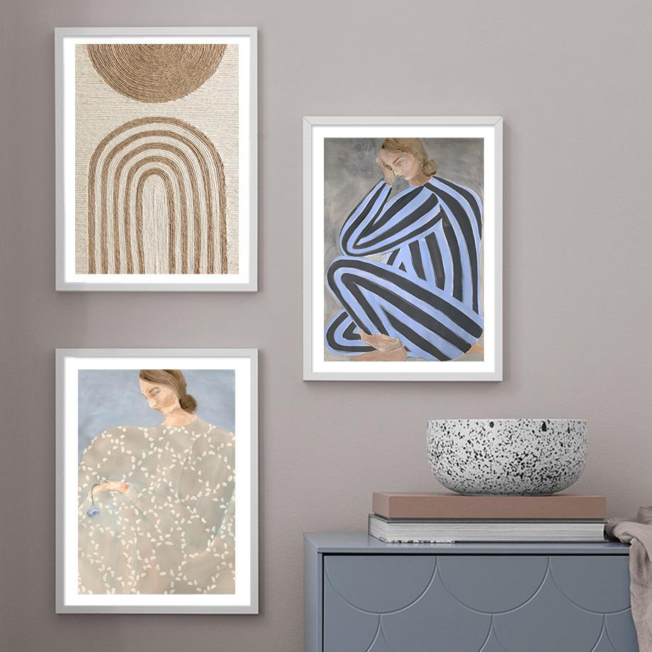 Modern Line Curve Girl Vase Flower Abstract Vintage Posters Prints Wall Art Retro Canvas Painting Pictures For Living Room Decor