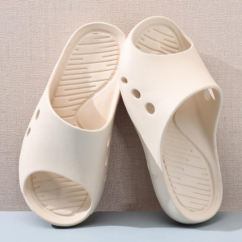 Home non-slip bottom slippers men's and women's indoor household bath bathroom elderly home one-word sandals