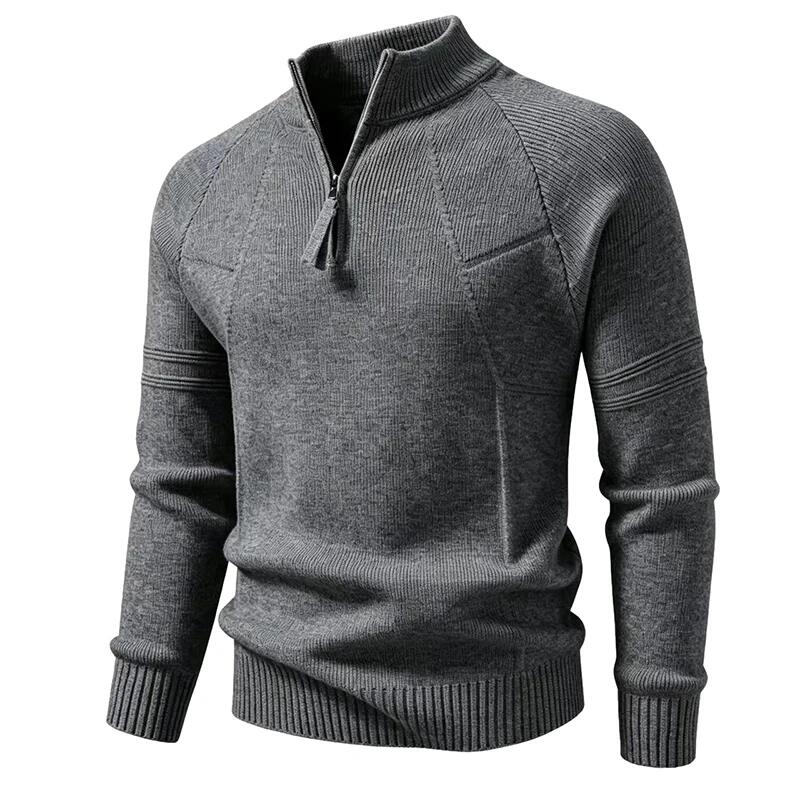 Autumn Winter Men's Stand Collar Knit Pullovers Fashion Warm Sweater Men Solid Color Casual Knitted Sweaters Fashion Knitwear