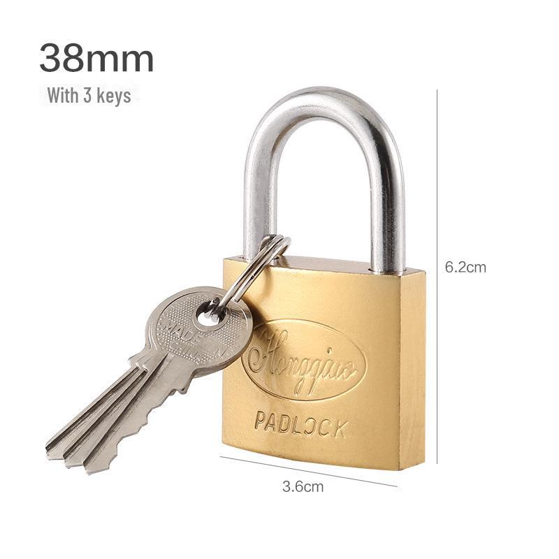 Vintage Copper Security Padlock - Universal Door Lock with Stainless Steel, Anti-Theft, Pure Copper, Chinese Style
