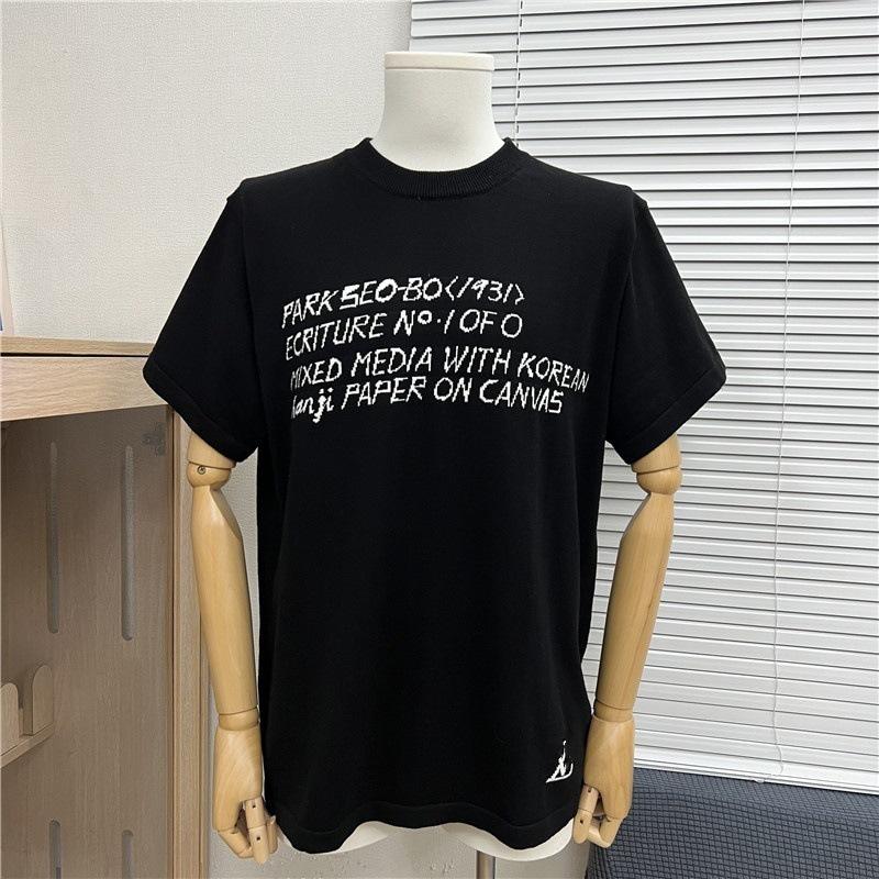 2025 Vår/Sommar Trendig Jacquardetikett Stickad Kortärmad Logotyp T-shirt