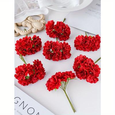 Sztuczny Bukiet Goździków MINI List DIY Materiał na Wieniec Akcesoria do Pudełka na Cukierki Dekoracja Domowa Ślubna Kwiat na Nadgarstek Panny Młodej Kwiat na Pierś