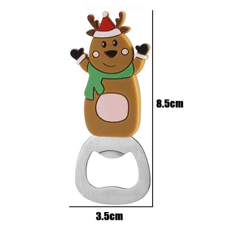 Christmas Magnetic Bottle Opener Santa Snowman Elk Beer Eagle Silicone Stainless Steel Beer Openers Fridge Magnets Kitchen Tools