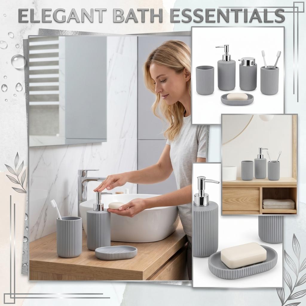 Bathroom Accessory Set Includes Soap Dispenser Tumbler Toothbrush Holder and Soap Dish with Electroplated Finish Durable and Functional Design
