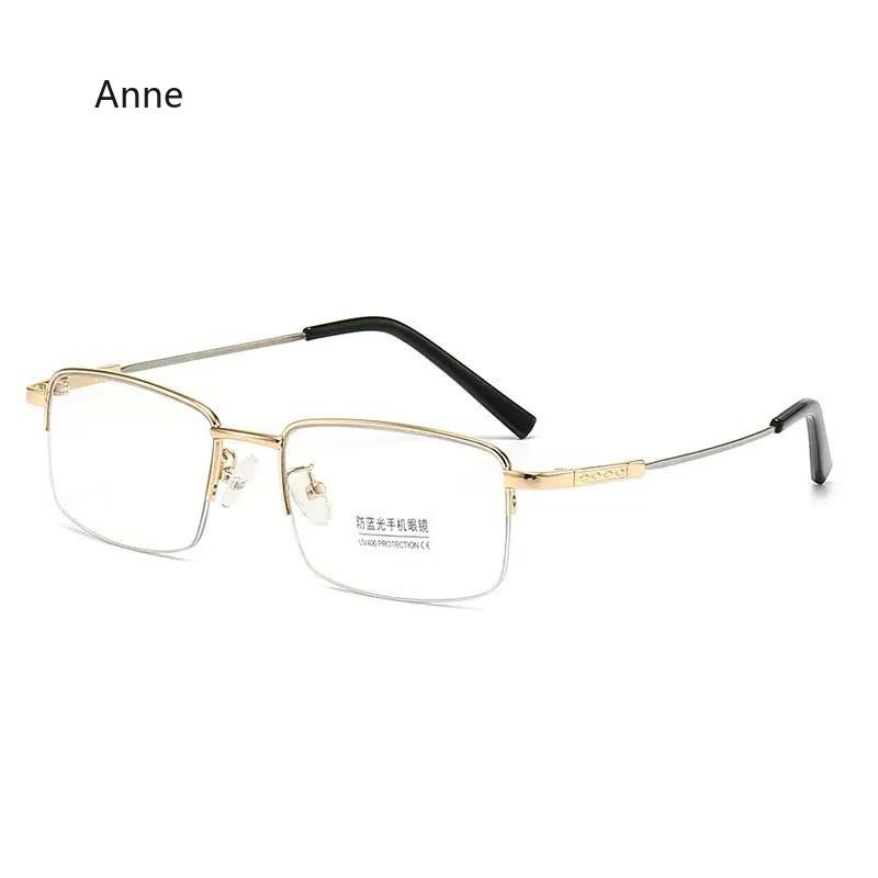 Metal Anti-Blue Light Reading Glasses Men Small Square Optical Eyeglasses Ultra-thin Male Eyewear Half Frame Presbyopic Glasses