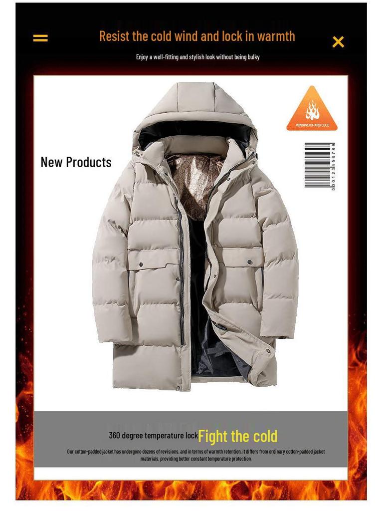 Herren Winter Kapuzenjacke Dicke Baumwolle - Grenzüberschreitender Stil, Große Größen, Warm & Stilvoll