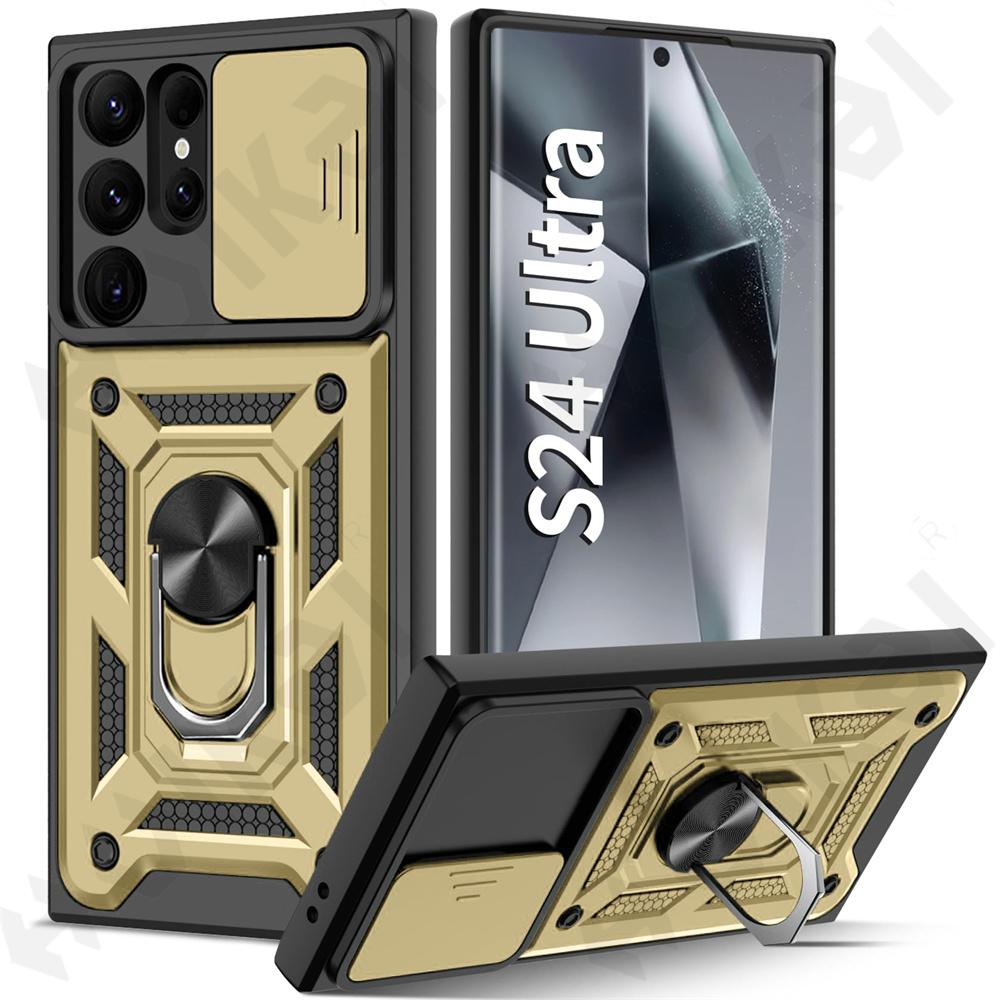 Funda para Samsung S24, S23, S22 Ultra, S21, S20 FE, Galaxy A25, A35, A54, A14 5G, cubierta de lente de cámara, soporte de anillo para teléfono, armadura giratoria